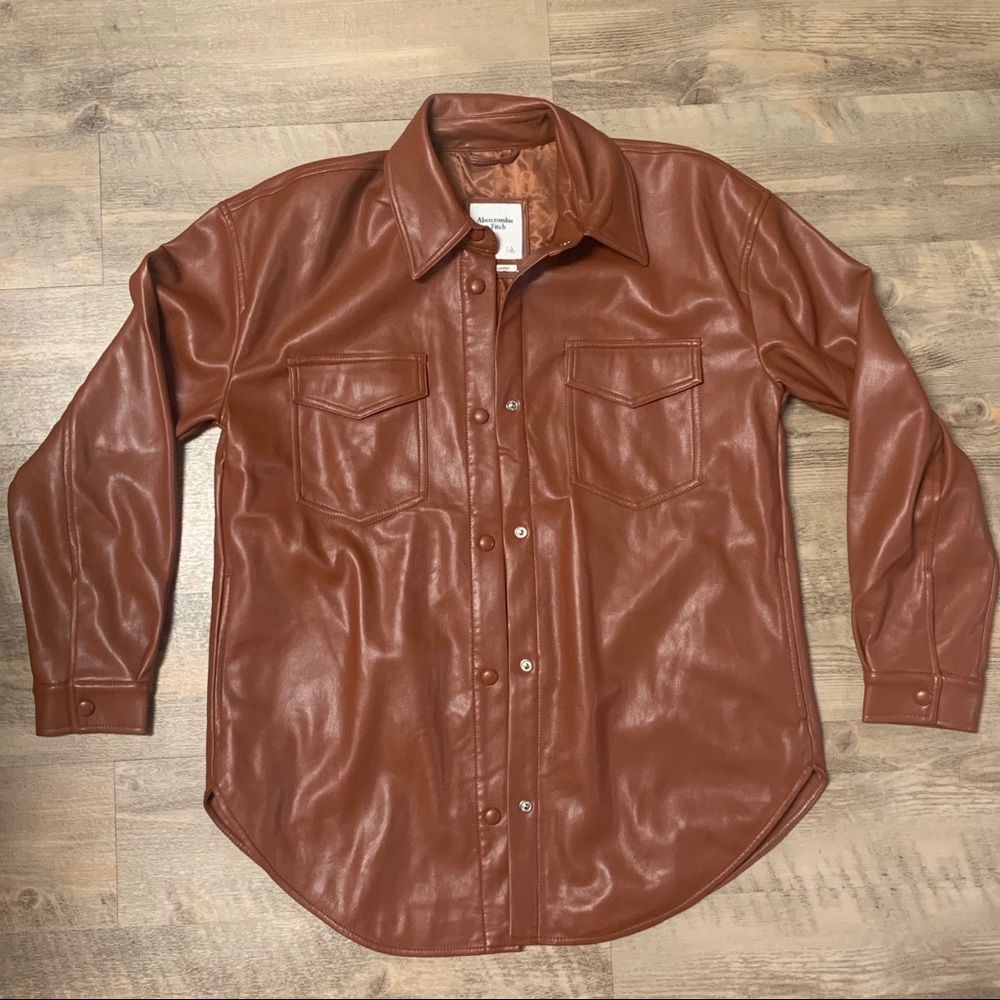 Abercrombie Vegan Leather Snap Shacket